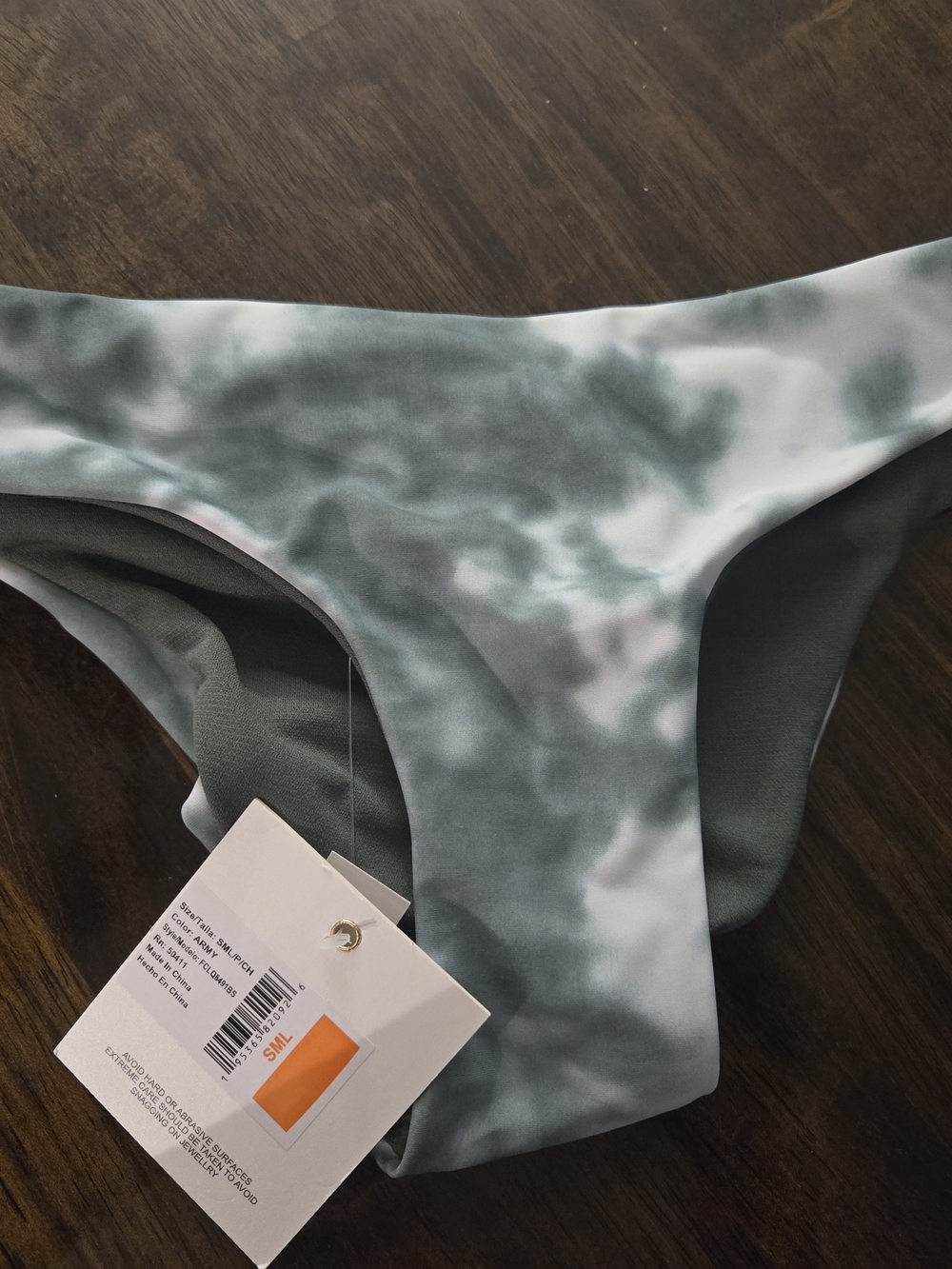 Women's S Tie-Dye Bikini Bottom - Sage Green/Camo . Medium Coverage. New